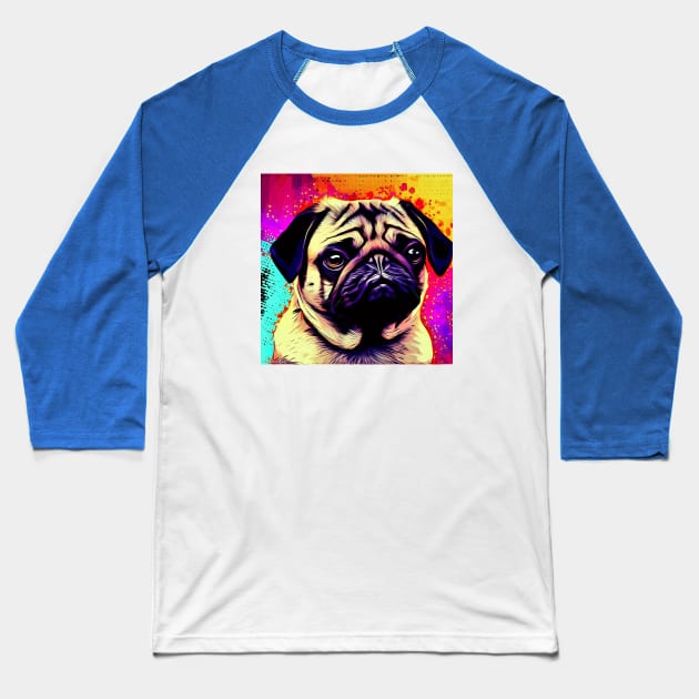 Pug Painting Baseball T-Shirt by Sketchy